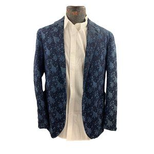 Abstract Navy and Black Splatter Sport Coat 40R